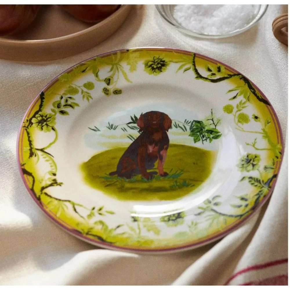 Anthropologie Plate Coffee Mug Cup Dog Lover Gift Portobello Spaniel Pointer Lab